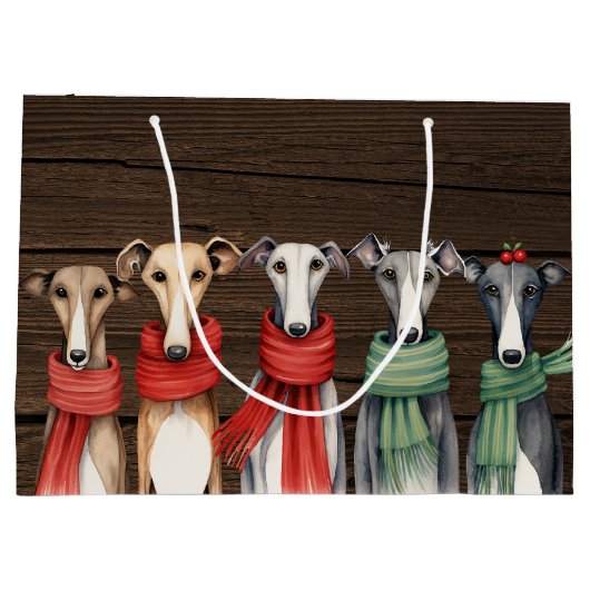 Leuke Greyhound Honden in Sjaals Groot Cadeauzakje (Achterkant)