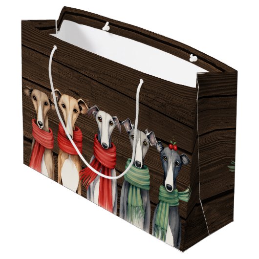 Leuke Greyhound Honden in Sjaals Groot Cadeauzakje (Achterkant Gekanteld)