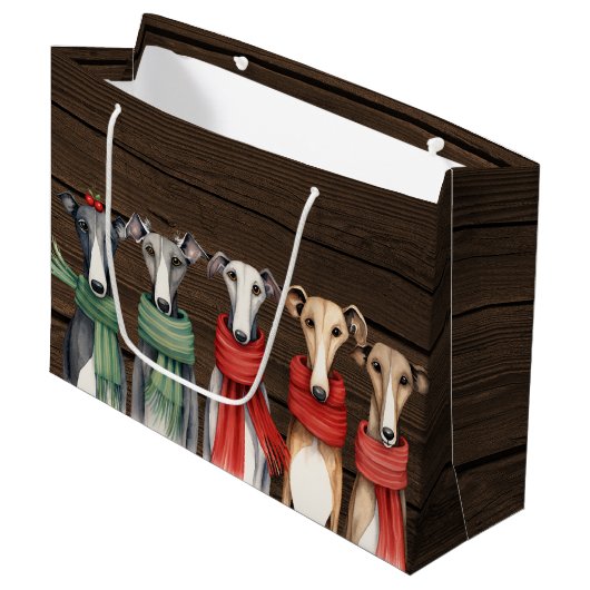 Leuke Greyhound Honden in Sjaals Groot Cadeauzakje (Voorkant Gekanteld)