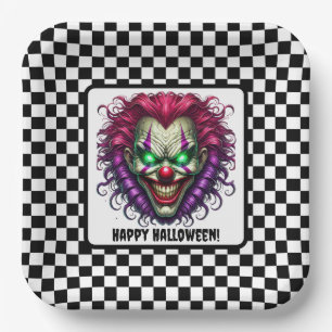 Leuke griezelige enge clown gezicht Halloween papi Papieren Bordje
