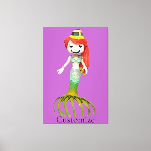 Leuke griezelige zeemeermin heks Thunder_Cove Canvas Afdruk (Voorkant)