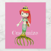 Leuke griezelige zeemeermin heks Thunder_Cove Wijn Etiket (Enkel label)