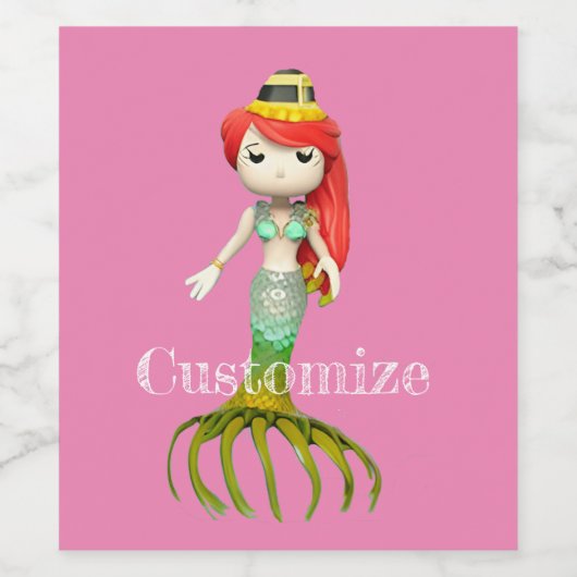 Leuke griezelige zeemeermin heks Thunder_Cove Wijn Etiket (Enkel label)