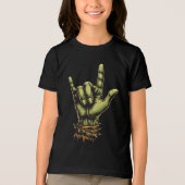 Leuke griezelige Zombie Rock Hand Halloween Tri-Blend Shirt (Voorkant)