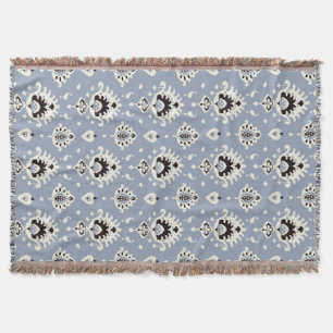 Leuke grijze beige ikat stammenpatronen deken