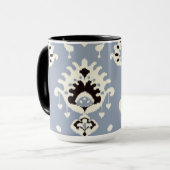 Leuke grijze beige ikat stammenpatronen mok (Voorkant links)