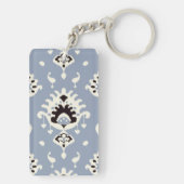 Leuke grijze beige ikat stammenpatronen sleutelhanger (achterkant)