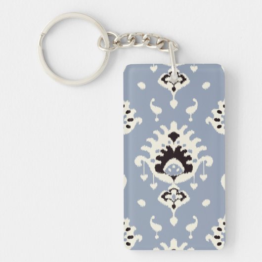 Leuke grijze beige ikat stammenpatronen sleutelhanger (Voorkant)