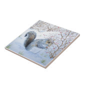 Leuke grijze eekhoorn sneeuwscène wildlife met ker tegeltje (Zijkant)