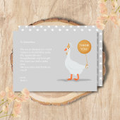 Leuke grijze en gele domme gans 1e verjaardagsfees bedankkaart