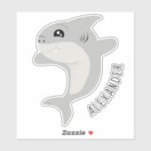 Leuke grijze haai sticker (Vel)