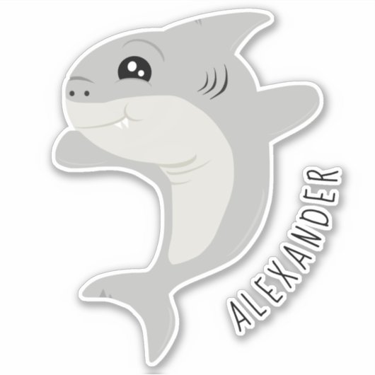 Leuke grijze haai sticker (Voorkant)