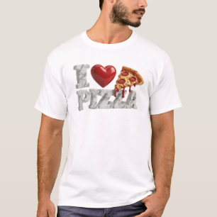 Leuke Grijze I LOVE PIZZA Grafische T-shirt Ontwer