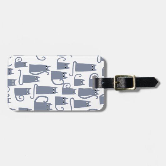 Leuke grijze kat bagagelabel (Voorkant horizontaal)
