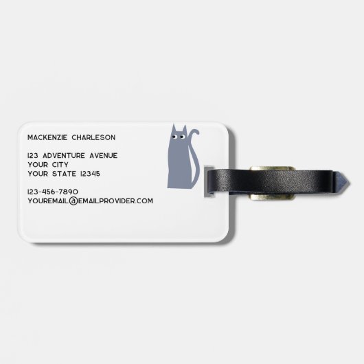 Leuke grijze kat bagagelabel (Achterkant horizontaal)