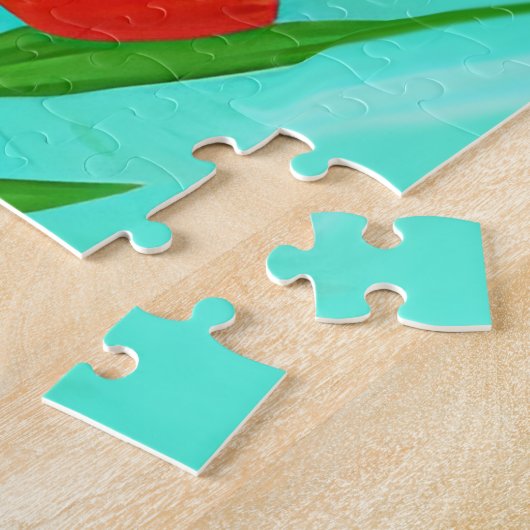 Leuke grijze kat met kleurrijke bloemen legpuzzel (Zijkant)