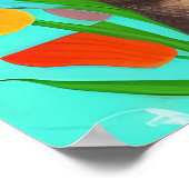 Leuke grijze kat met kleurrijke bloemen poster (Hoek)