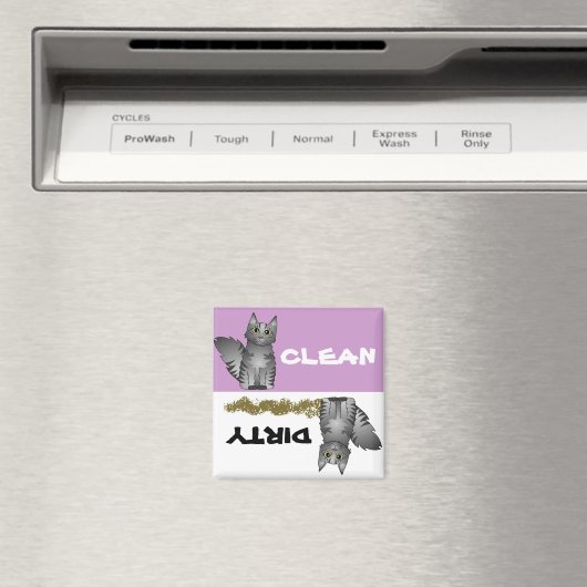 Leuke Grijze Kat Schoon Vuil Vaatwasser Magneet (Insitu (Vaatwasser))