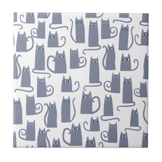 Leuke grijze kat tegeltje (Voorkant)