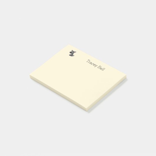 Leuke grijze kleine ezel crème post-it® notes (Schuin)