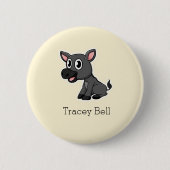 Leuke grijze kleine ezel crème ronde button 5,7 cm (Voorkant)