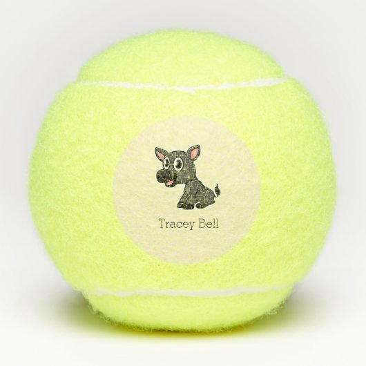 Leuke grijze kleine ezel crème tennisballen (Voorkant)