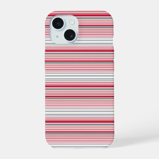 Leuke grijze rode strepen iPhone 15 case (Achterkant)