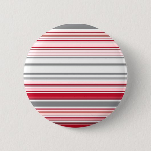 Leuke grijze rode strepen ronde button 5,7 cm (Voorkant)