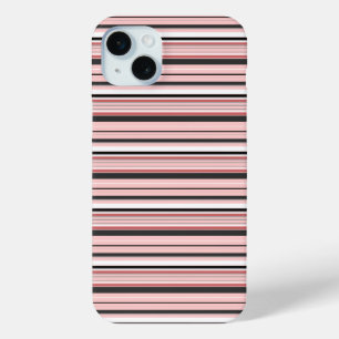 Leuke grijze roze strepen iPhone 15 mini hoesje
