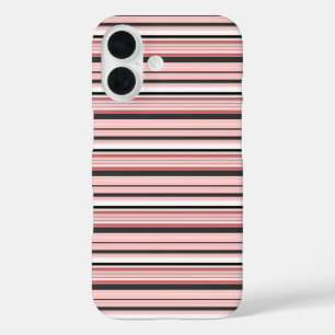 Leuke grijze roze strepen iPhone 16 hoesje