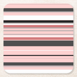 Leuke grijze roze strepen kartonnen onderzetters