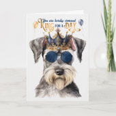 Leuke Grijze Schnauzer Koning voor een Dag Grappig Kaart (Voorkant)
