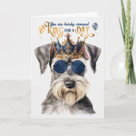 Leuke Grijze Schnauzer Koning voor een Dag Grappig Kaart