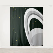 Leuke Grijze Witte Saturnus Planeet Ringen Sterren Wandkleed (Voorkant)