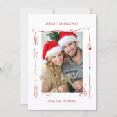 Leuke Grille Rood Doodle Kerst Foto Frame Feestdagenkaart (Voorkant)