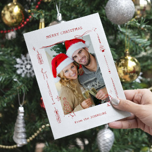 Leuke Grille Rood Doodle Kerst Foto Frame Feestdagenkaart