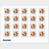 Leuke grillende draak aanpasbaar vierkante sticker (Vel)