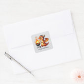 Leuke grillende draak aanpasbaar vierkante sticker (Envelop)