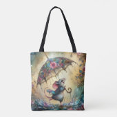 Leuke grillige april douches Schattigee muis Tote Bag (Achterkant)