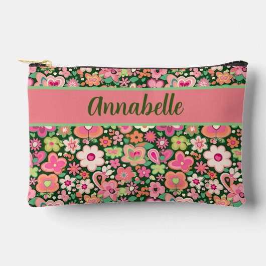 Leuke grillige bloemen kleine accessoire etui (Voorkant)