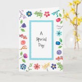 Leuke grillige bloemenbessen verjaardagsgroet kaart (Gele Bloem)