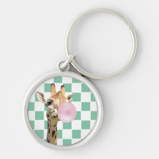 Leuke grillige Bubblegum Blazende Giraffe Sleutelhanger (Voorkant)