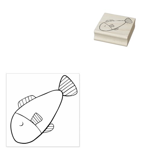 Leuke grillige Cartoon Fish Rubber Art Stamp Rubberstempel (Gestempeld)