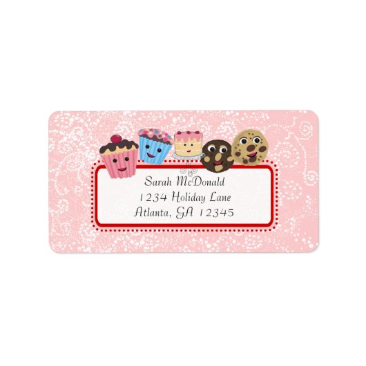 Leuke grillige cupcake, koekje & taarten bakkerij etiket (Voorkant)