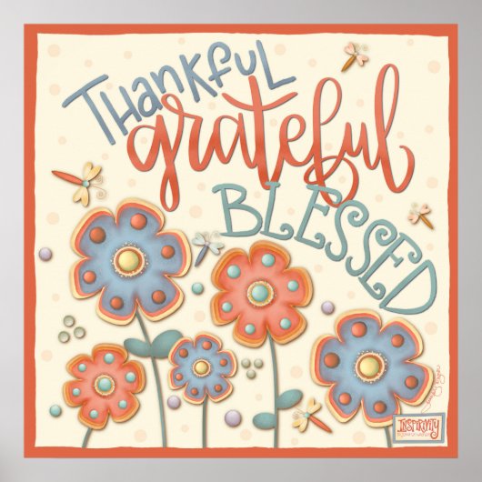 Leuke grillige dankbare libellen bloemig poster (Voorkant)