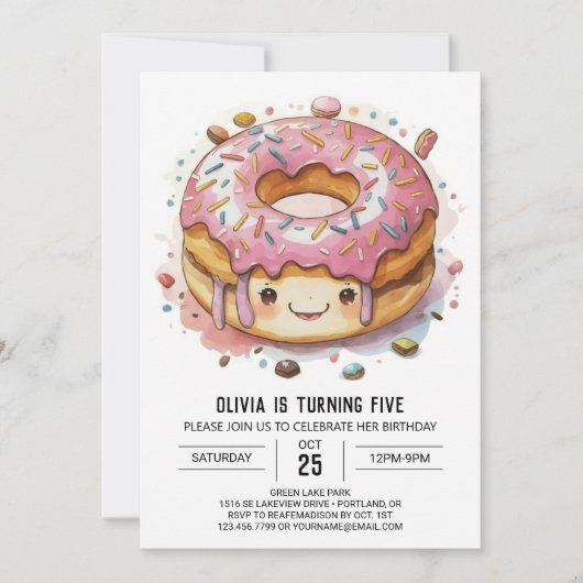 Leuke grillige donuts verjaardag kaart (Voorkant)