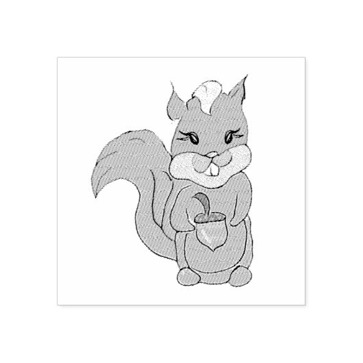 Leuke grillige eekhoorn met eikel rubberstempel (Afrduk)