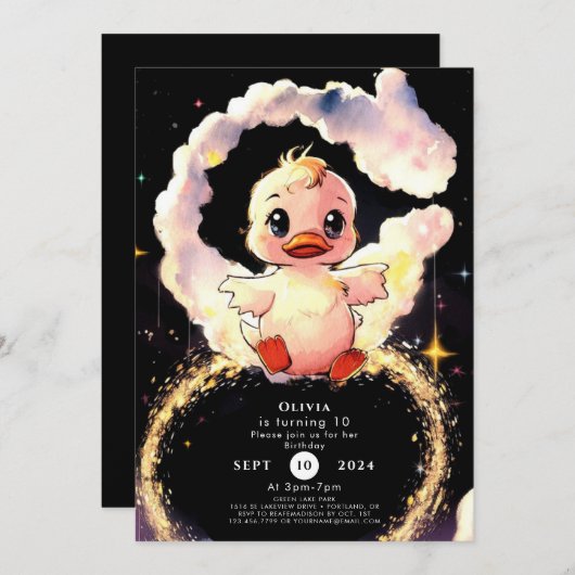 Leuke grillige eend verjaardag kaart (Voorkant / Achterkant)