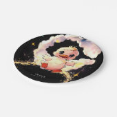 Leuke grillige eend verjaardag papieren bordje (Gekanteld)