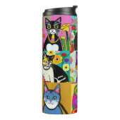 Leuke grillige Folk Art Cartoon Katten Thermosbeker (Gedraaid links)